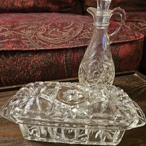 Vintage Anchor Hocking Star of David Butter Dish